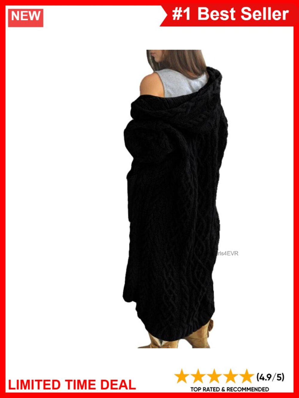 Cable Knit Long Sleeve Open Front Hooded Maxi Cardigan Sweater with Pockets